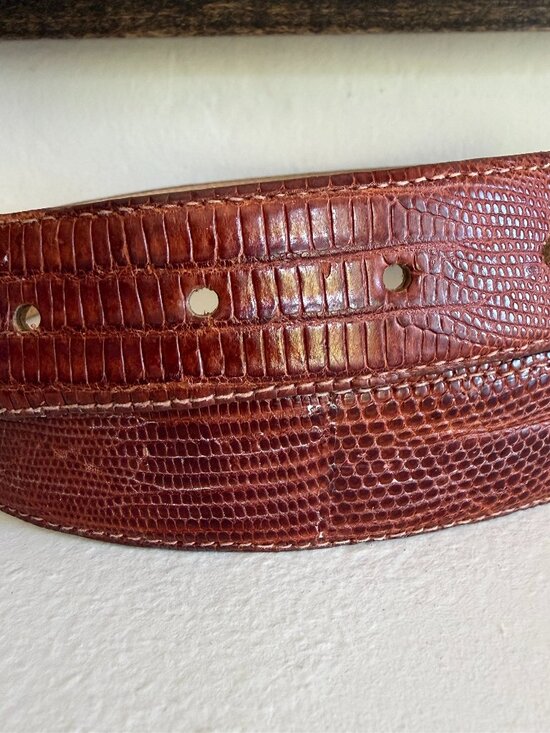 Vintage Nine West genuine leather lizzard texture adjustable caramel brown len main image 4